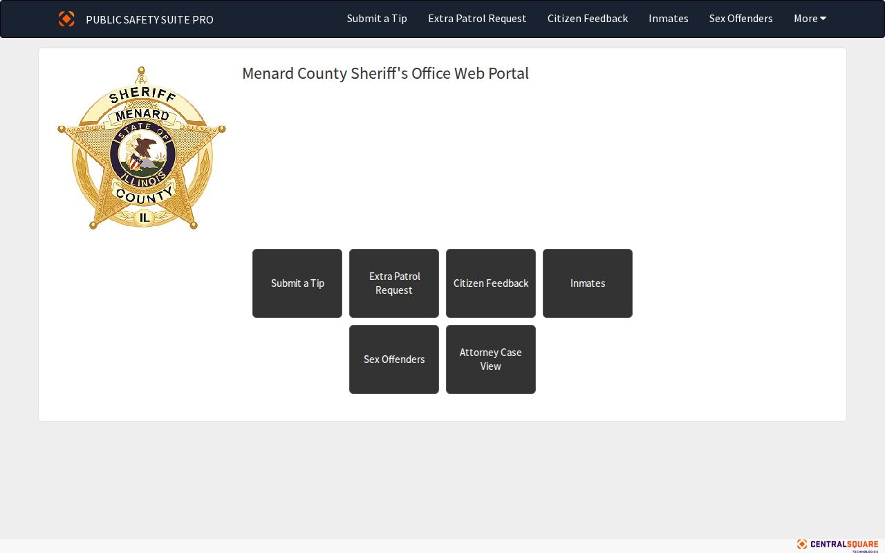 Menard County official Zuercher public safety custody portal interface