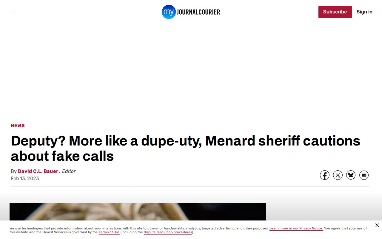 Menard County warrant-record fake deputy payment scam warning